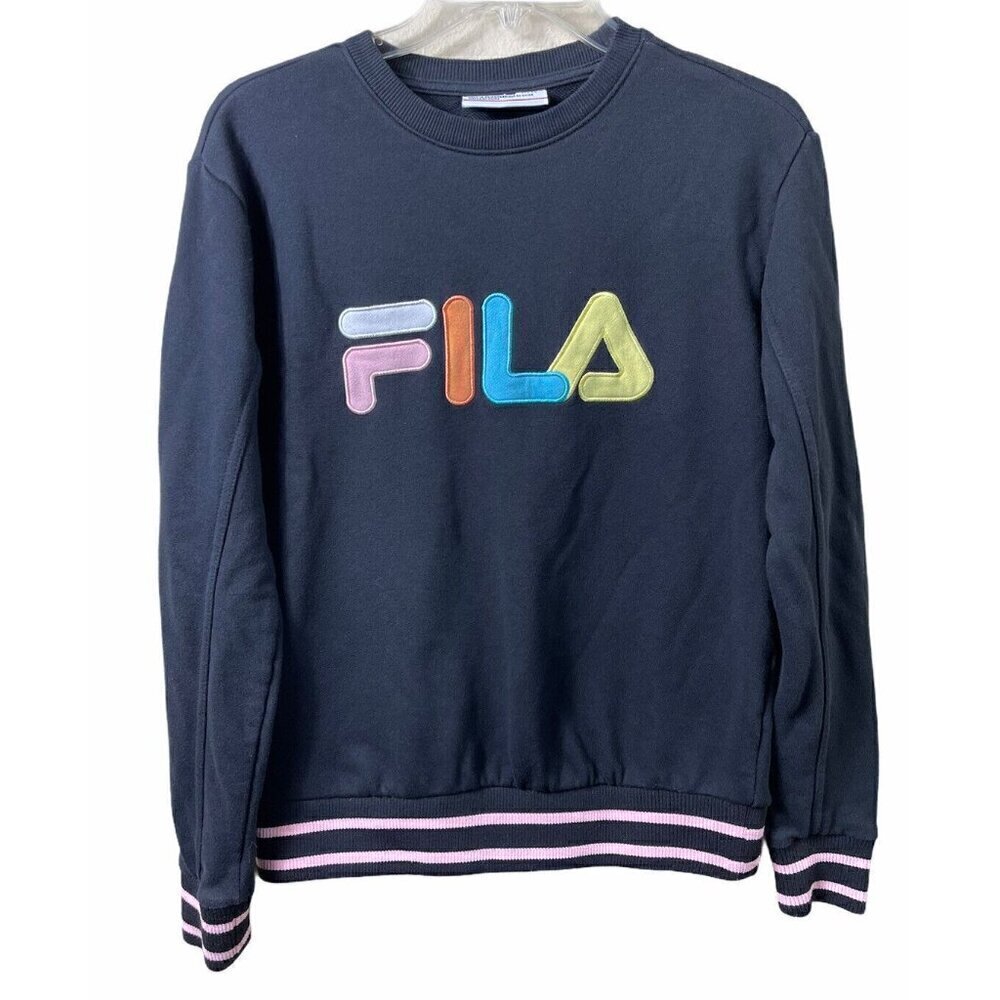 FILA Black Crewneck Multicolor Spellout Women's Sweatshirt Size Small Athletic